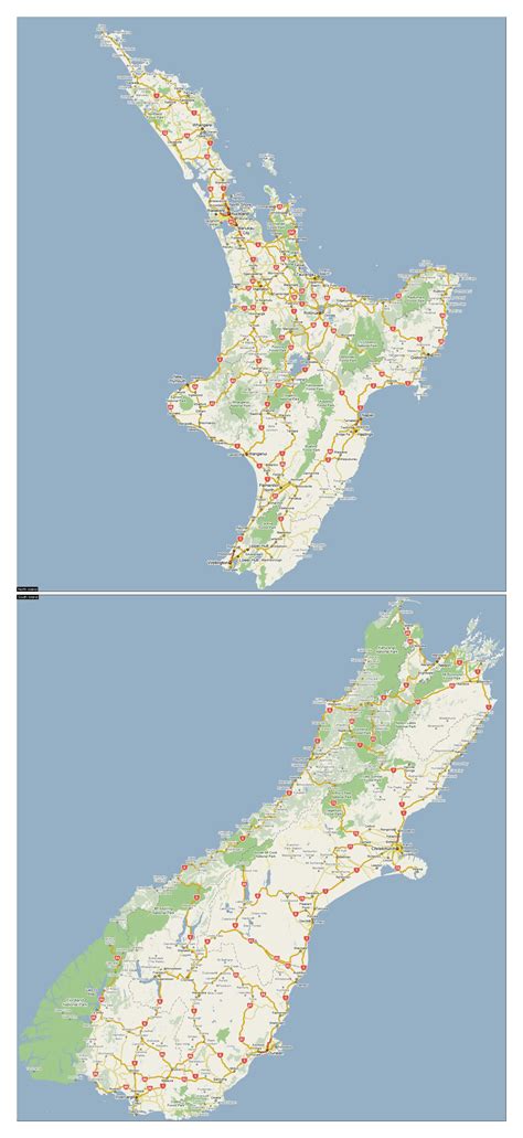 Large road map of New Zealand with national parks and cities | New ...