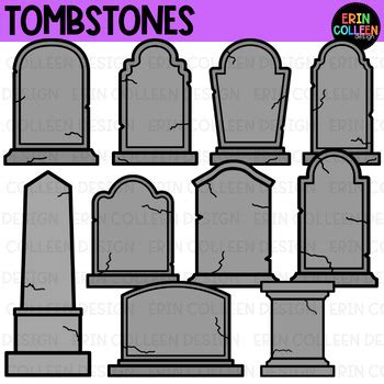 Tombstone Clipart - Halloween Clipart by Erin Colleen Design | TPT