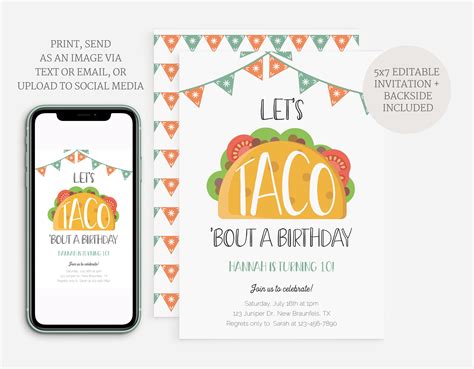 Taco Party Invitation Taco Party Invite Taco Birthday - Etsy