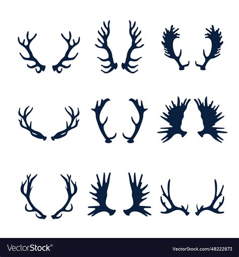 Hand drawn antler silhouette isolated on white Vector Image