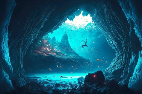 Mysterious Dark Underwater Cave with Reefs Journey To Bottom of Sea ...