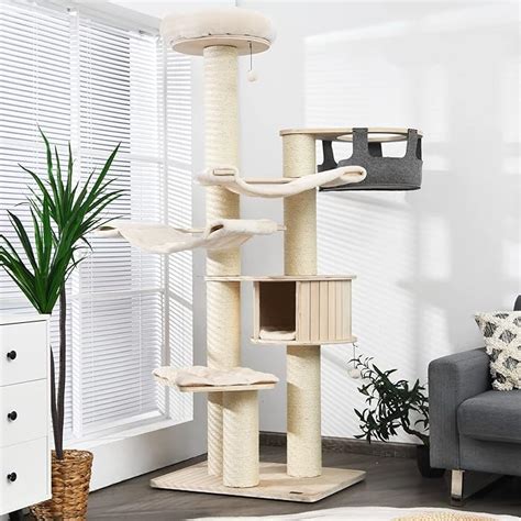 Buy Tangkula Modern Cat Tree, Multi-Level Large Cat Tower w/Cat Condo ...