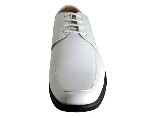 Men’s Dress Shoes Majestic White Wedding Prom Oxford Lace up Leather ...