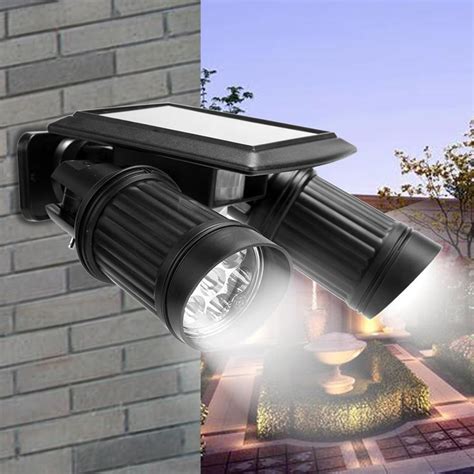 Solar Powered Lights with Motion Sensor Lamp Dual Head Spotlight Led ...