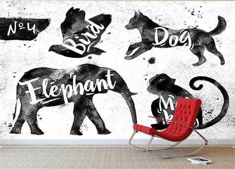 Silhouettes of animals Wall Mural Wallpaper | Canvas Art Rocks