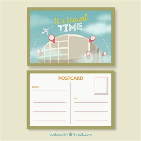 Free Vector | Travel postcard template with flat design