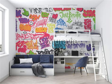 Inscribed Stylish Graffiti Wall Mural