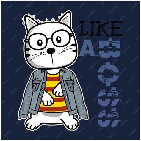 Premium Vector | Cool cat funny animal cartoon