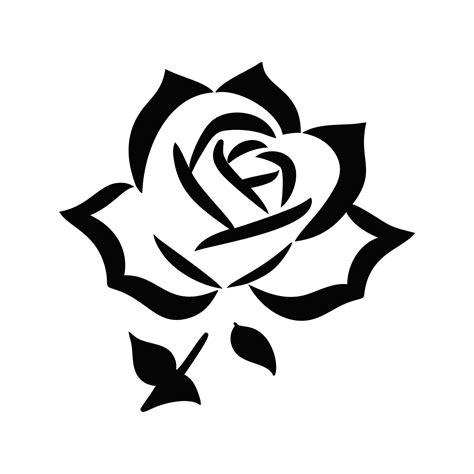 Simple black and white rose icon, minimalistic design for print, web ...