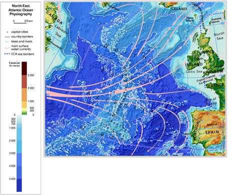 North Atlantic Ocean Depth Map