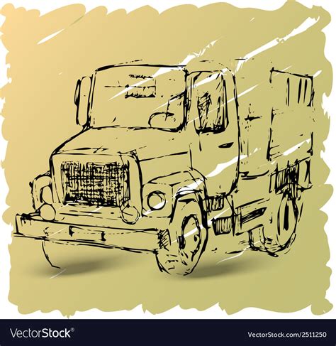 Sketch of a truck on brown background Royalty Free Vector