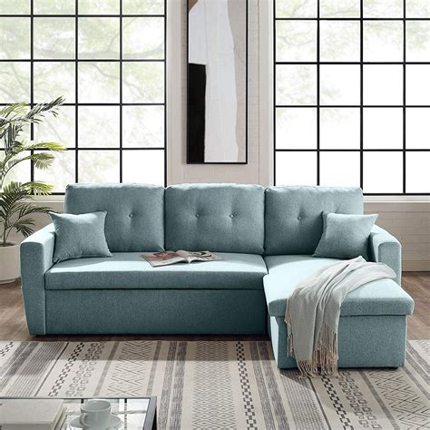 3-Seater Sofa-Bed with Storage, Tribesigns 86.6” Convertible Sectional ...