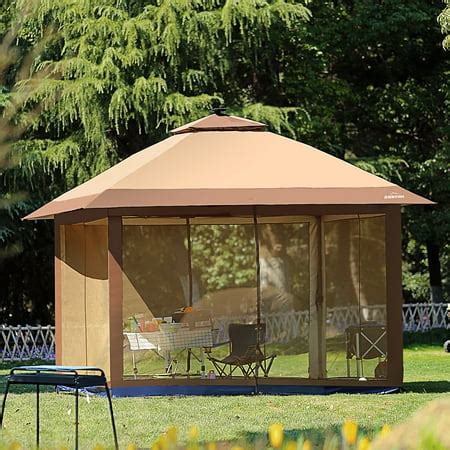 12' x 12' Outdoor Gazebo Canopy with Mosquito Netting and Solar LED ...