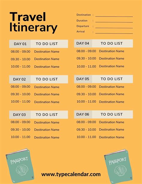 Excel Travel Itinerary Template