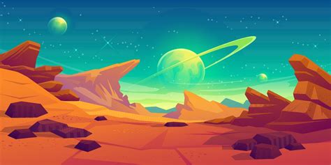 Mars surface, alien planet landscape 13455153 Vector Art at Vecteezy