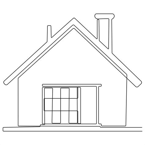 Continuous single line modern house art drawing vector style ...