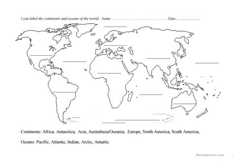 Continents And Oceans Map Pdf