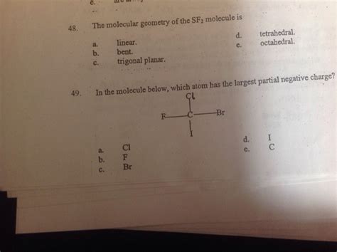 Solved The molecular geometry of the SF2 molecule is | Chegg.com