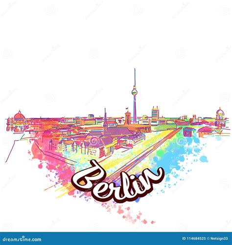 Berlin Skyline Drawing Art Concept Stock Vector - Illustration of ...