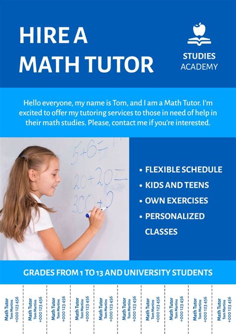 Edit This Simple Math Tutoring Tear Off Flyer Ready Made Template