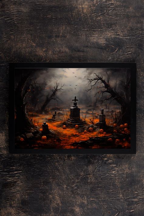 Haunted Graveyard Halloween Decor Spooky October Cemetery - Etsy