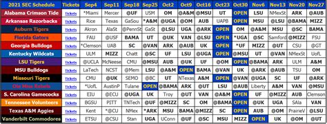 2021 SEC Football Schedule Grid - SEC12.com - SEC Football