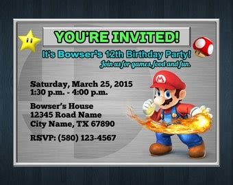 super smash bros birthday invitation on Etsy, a global handmade and ...