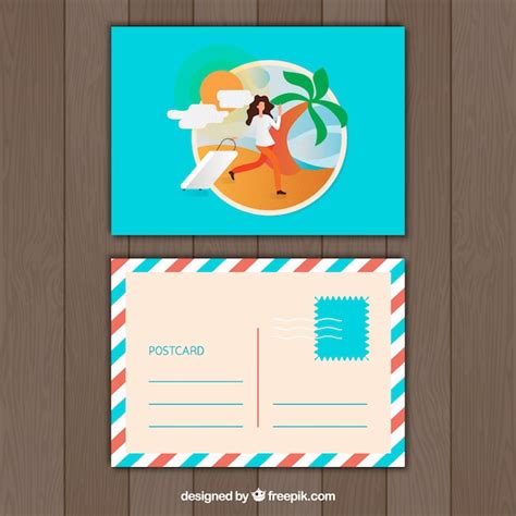 Free Vector | Travel postcard template with flat design