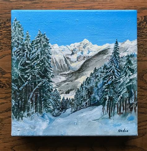 Snowy Mountain Oil Painting Beautiful Alps Painting - Etsy