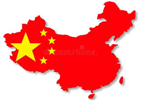 Chinese Flag On Country Map Illustration Stock Photography - Image: 6010282