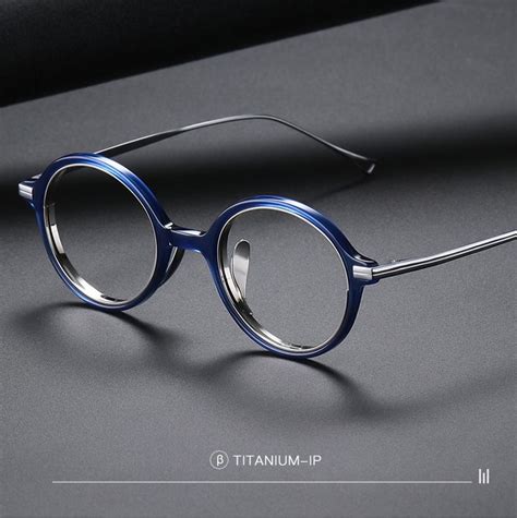 Aissuarvey Unisex Eyeglasses Small Round Acetate Titanium Ip Full Rim ...