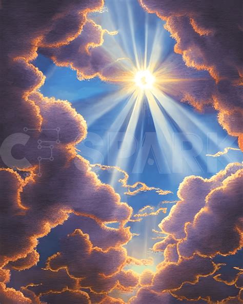 Heavenly Sun Shining Through Clouds 4k Graphic · Creative Fabrica