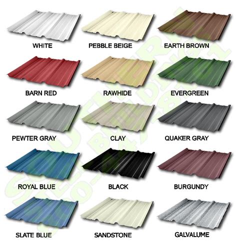 Metal Building Colors Chart