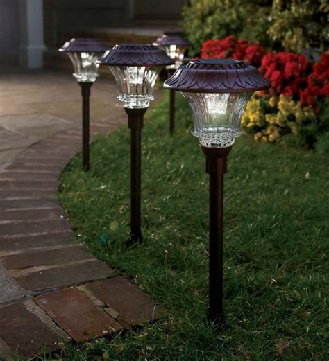 Super-Bright Solar LED Path Lights, Set of 4 - Bronze - Walmart.com