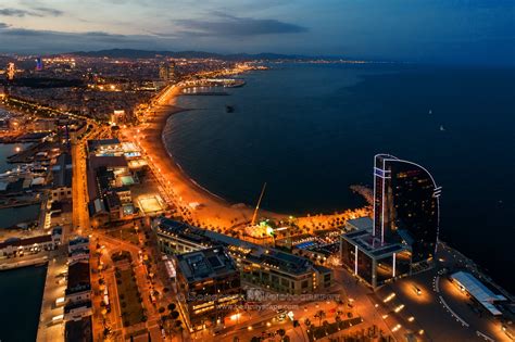 Dusk bay aerial view , Barcelona, Spain – Songquan Photography