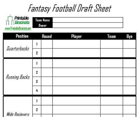 Nfl Draft Cheat Sheet Printable