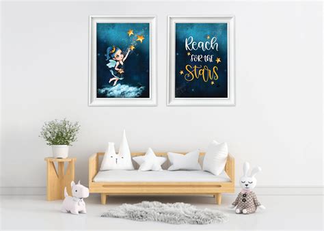 Reach for the Stars Art Print Nursery Wall Decor Starry | Etsy