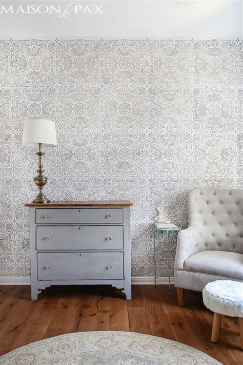 DIY Lace Stencil Accent Wall - The Kindest Way