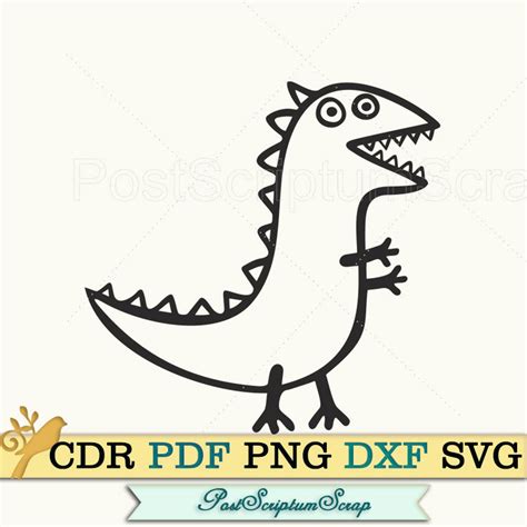 Dino George Pig Svg Peppa Baby Dinosaur Clipart Kids Cartoon Etsy