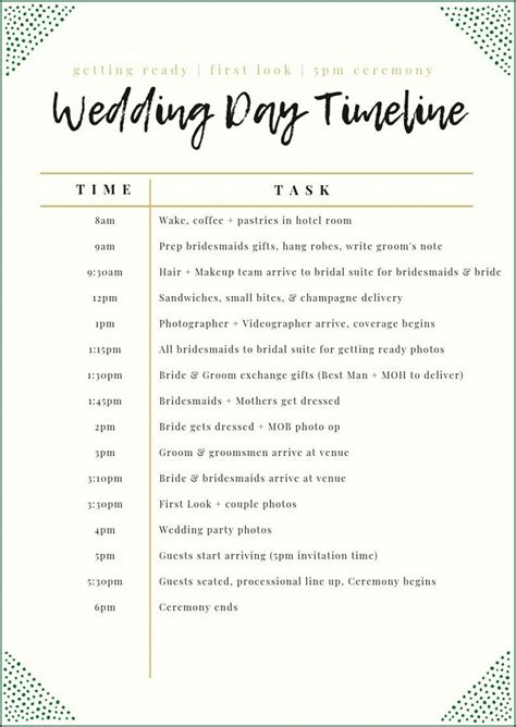 Wedding Day Timeline 3pm Ceremony Template - Timeline : Resume Template ...