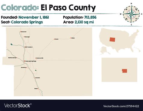 Map el paso county in colorado Royalty Free Vector Image