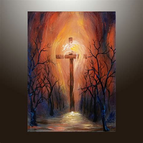 Holy Cross Acrylic Painting, Christian Art, Original Acrylic Painting ...