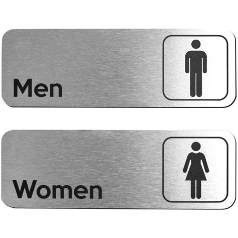 Buy Men and Women Restroom Sign (Brushed Aluminum Set of 2) - Modern ...