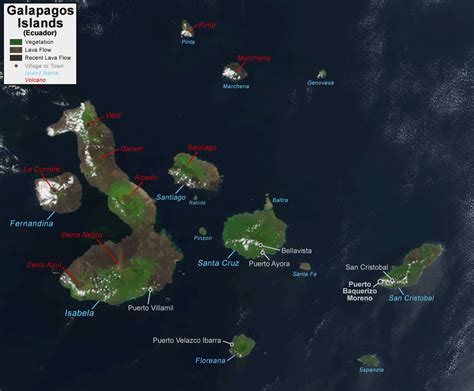 Galapagos Islands Map and Satellite Image