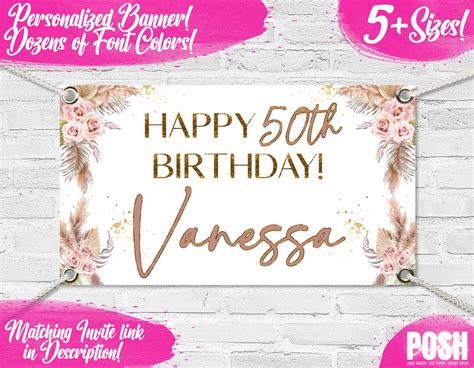 PERSONALIZED 50TH PICTURE BIRTHDAY Banner 50th Birthday - Etsy