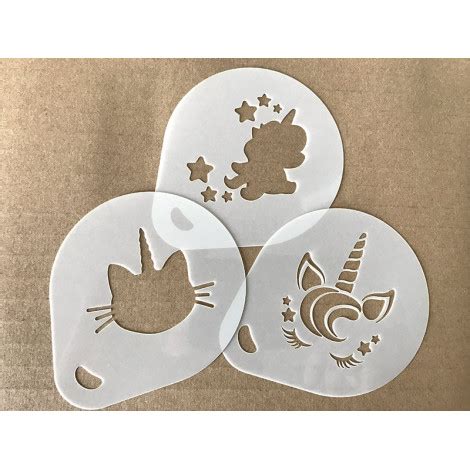 Unicorn stencils - set of 3, cappuccino stencil, face painting stencils ...