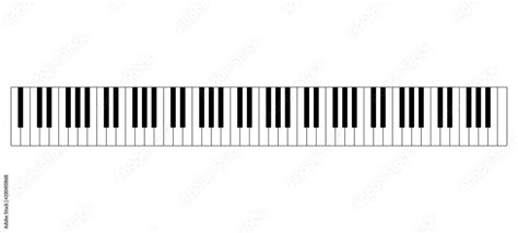 Grand piano keyboard layout with 88 keys. 52 white and 36 black keys, 7 ...