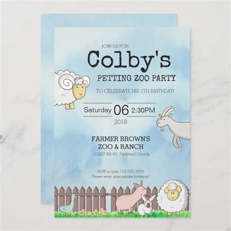 Petting Zoo Party Invitation | Zazzle