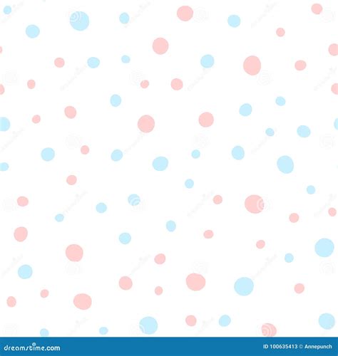 Pink and Blue Round Spots on White Background. Cute Seamless Pattern ...