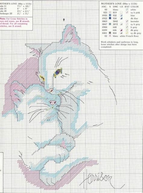 Tina's handicraft : 7 charts for cross stitch embroidery cats